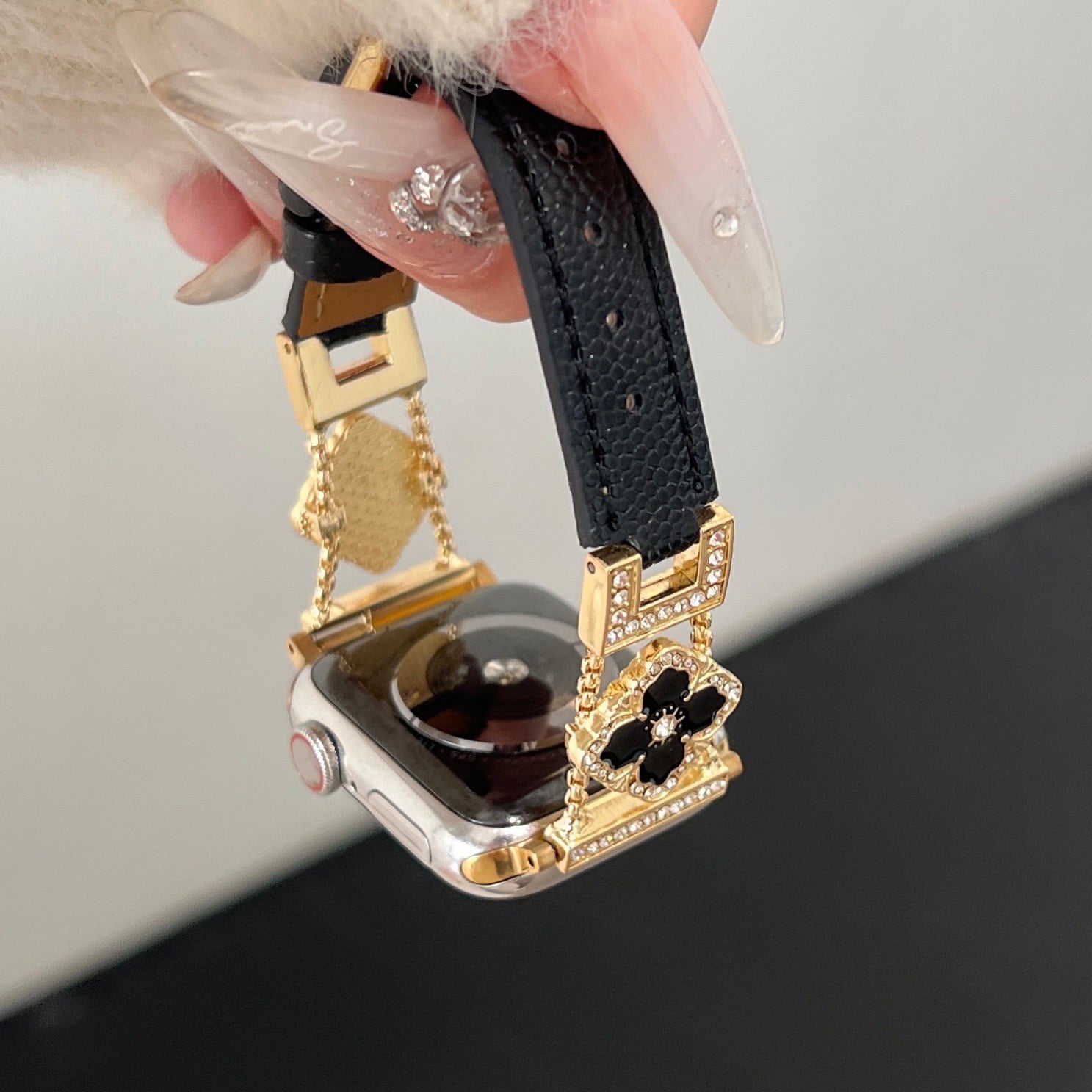 Elegant Floral Leather Band For Apple Watch