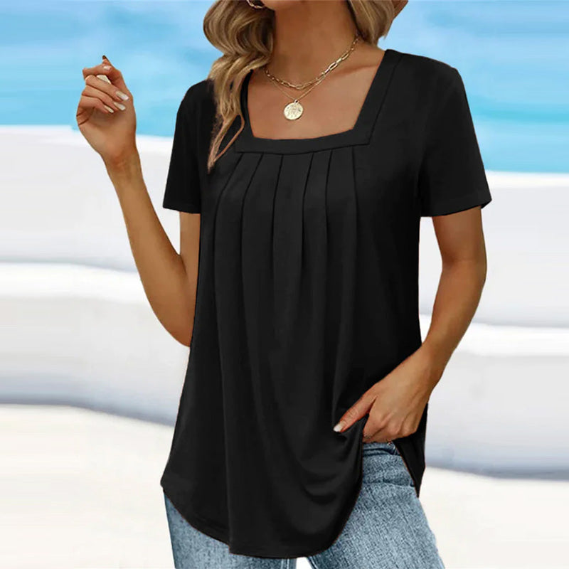 Danielle – Pleated Square Neck Top