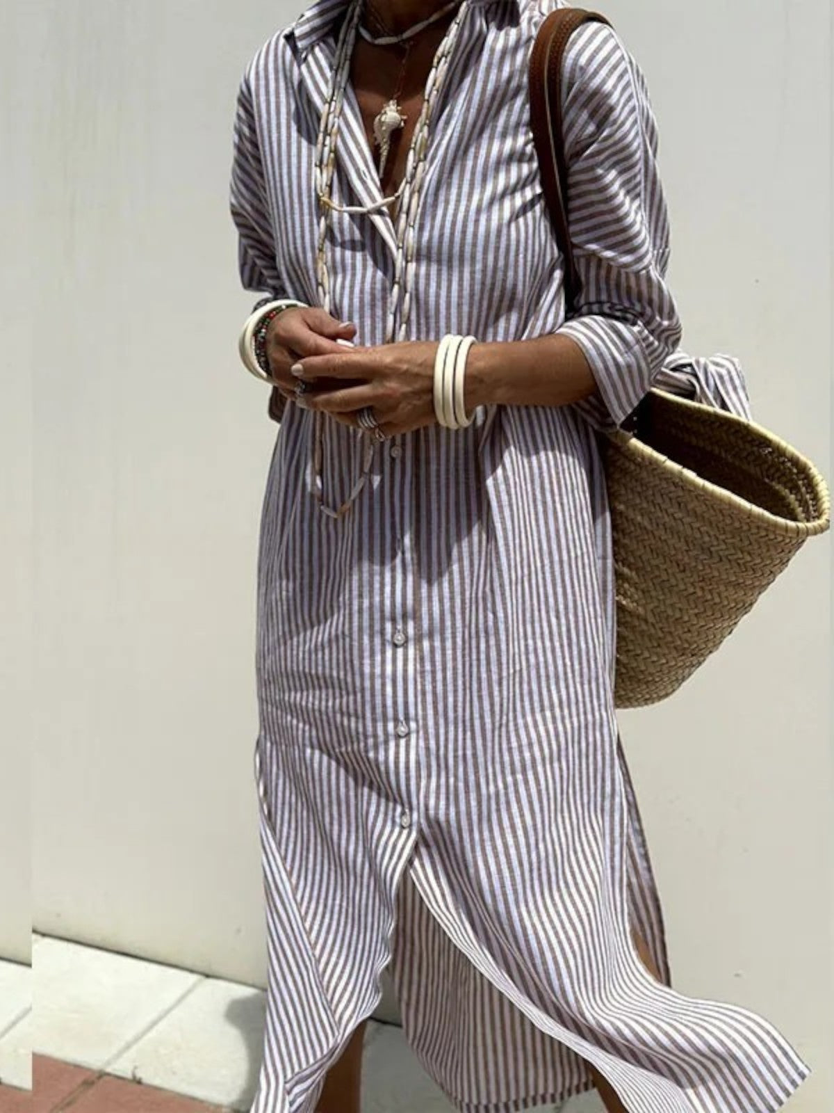 Hazel - Sophisticated Striped Comfort Midi Dress