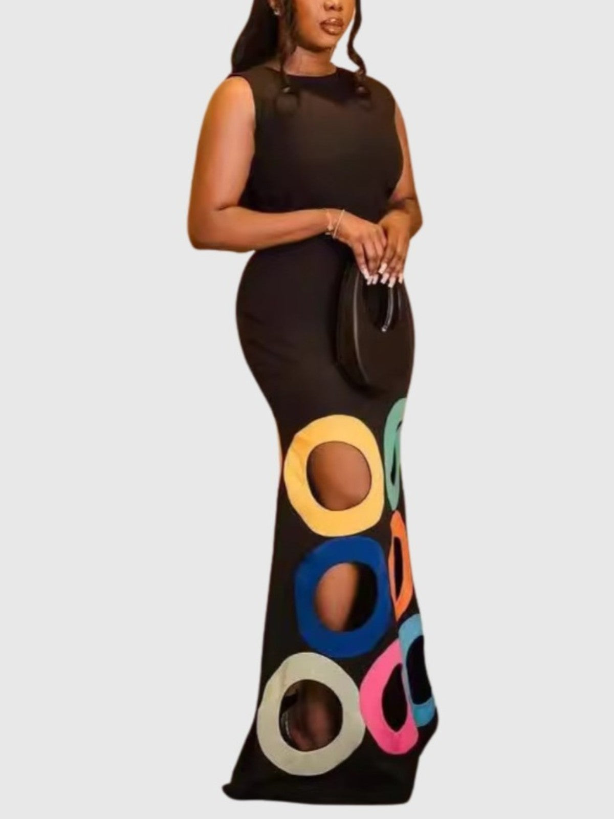 Anya - Colorful Hollow Out Bodycon Maxi Dress