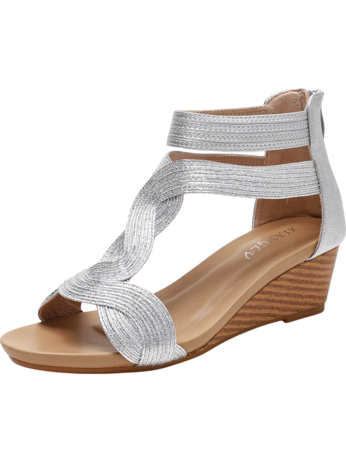 Lira Wedge Back Zipper Sandals