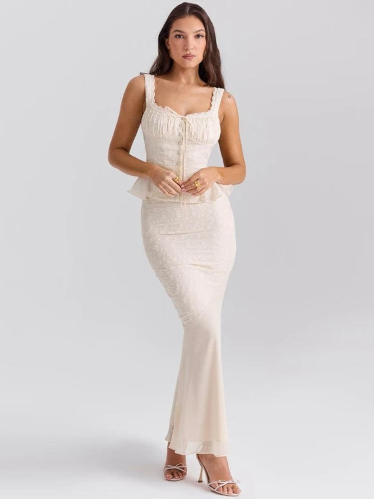 Sophie Lace Peplum Maxi Dress