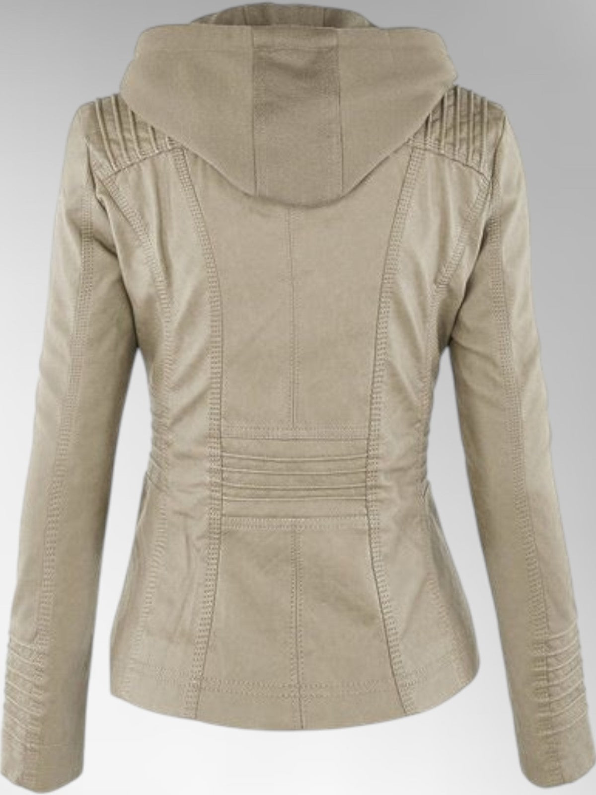 Mia - Leather Detachable Hood Jacket