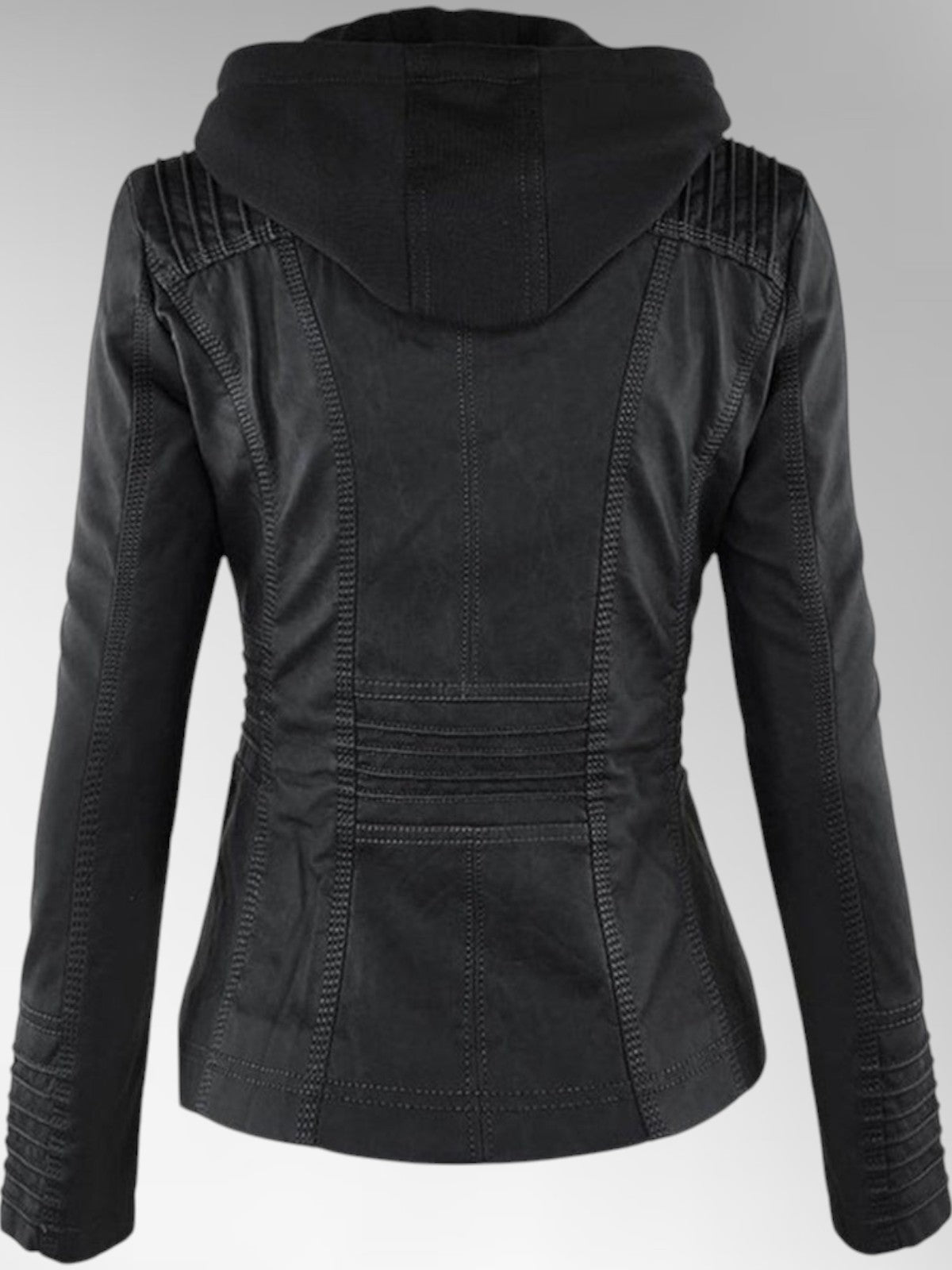 Mia - Leather Detachable Hood Jacket