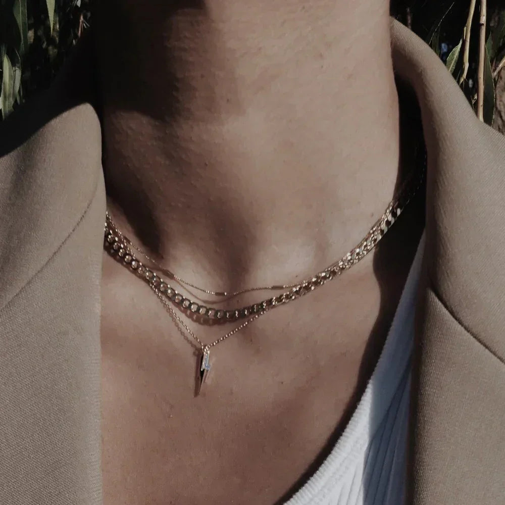 Flat Link Curb Chain Necklace | Gold 16k