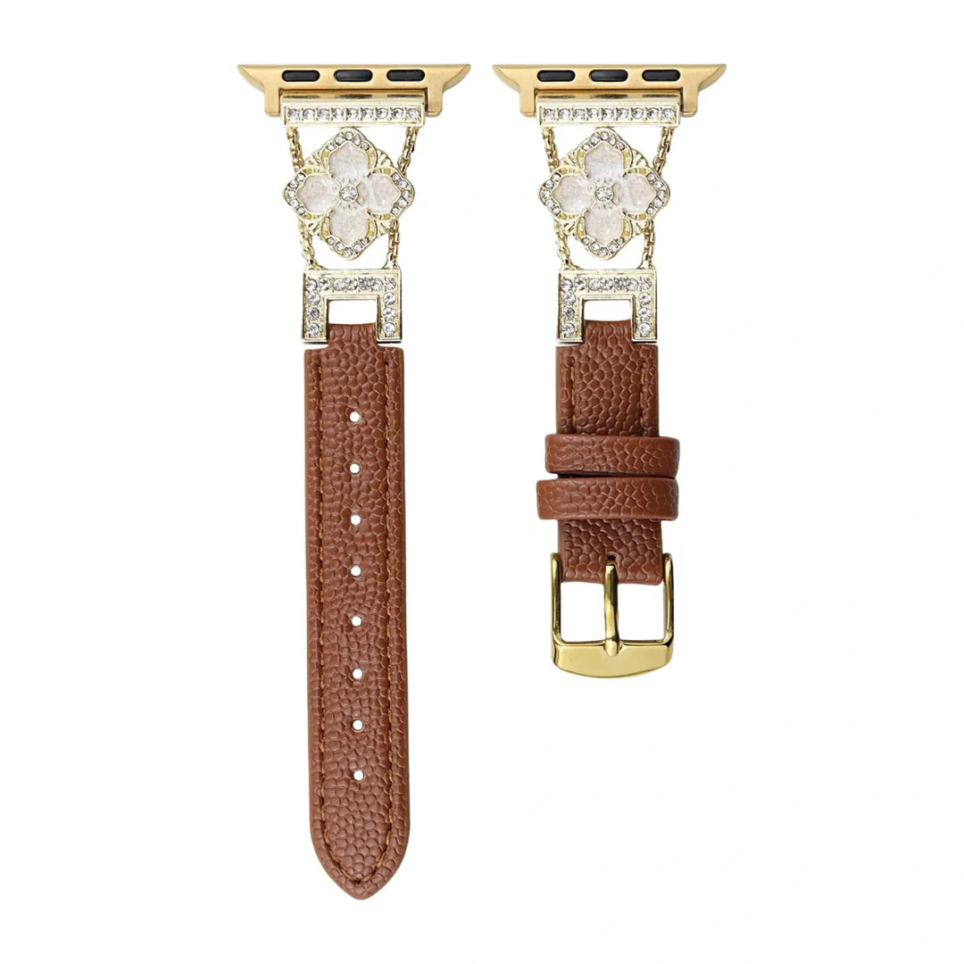 Elegant Floral Leather Band For Apple Watch