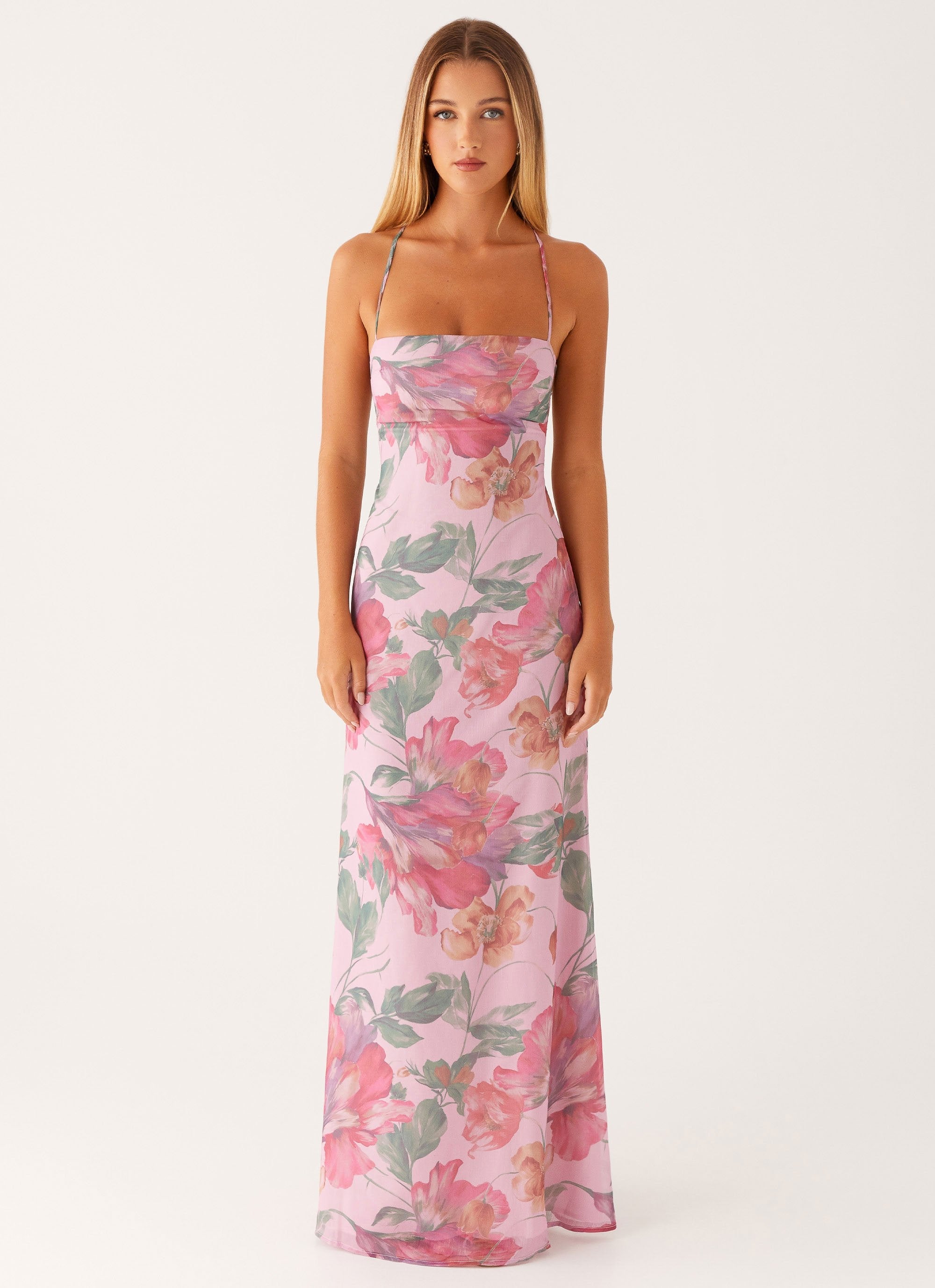 Peg – Floral Maxi Dress (Pink)
