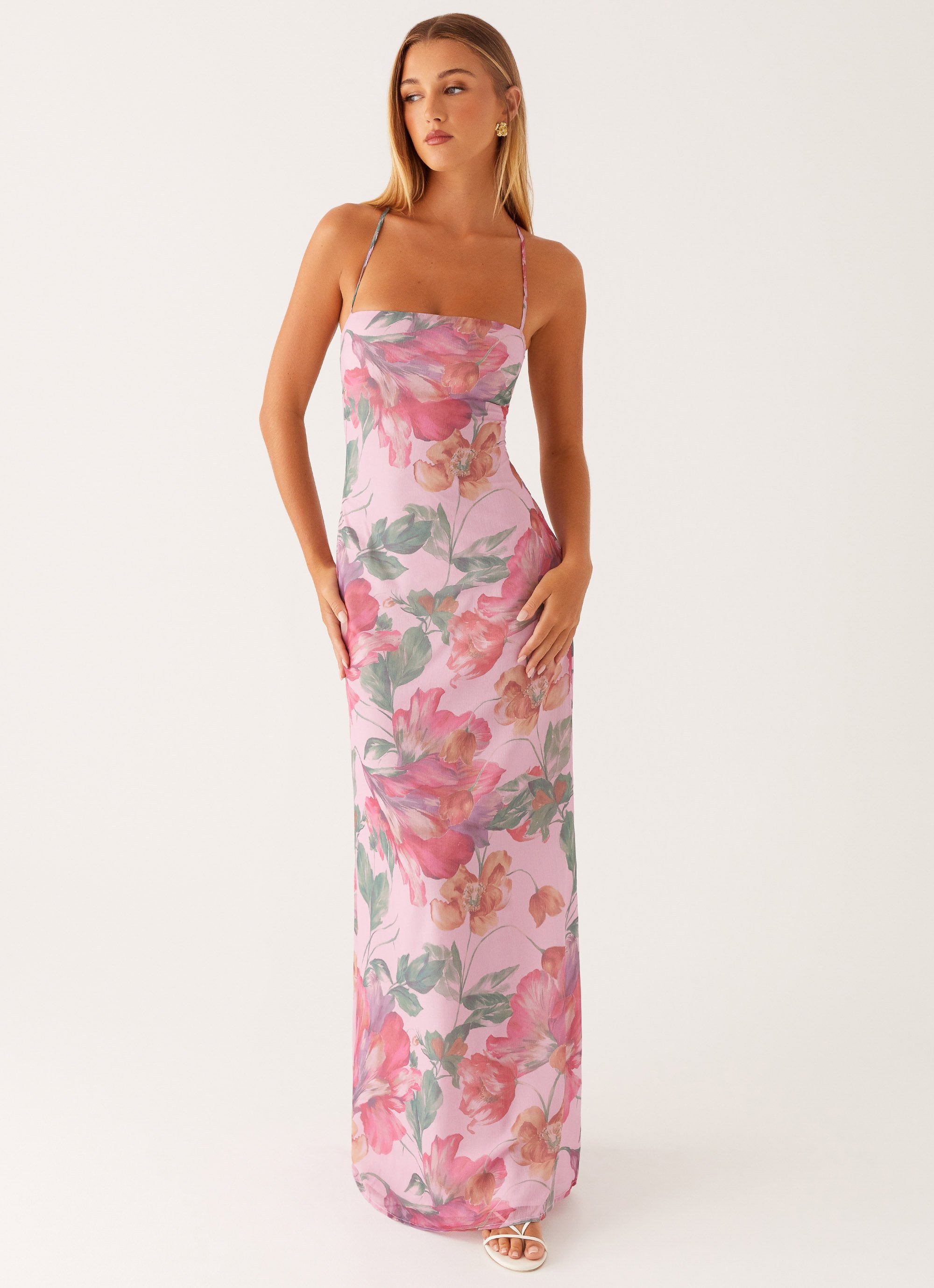 Peg – Floral Maxi Dress (Pink)
