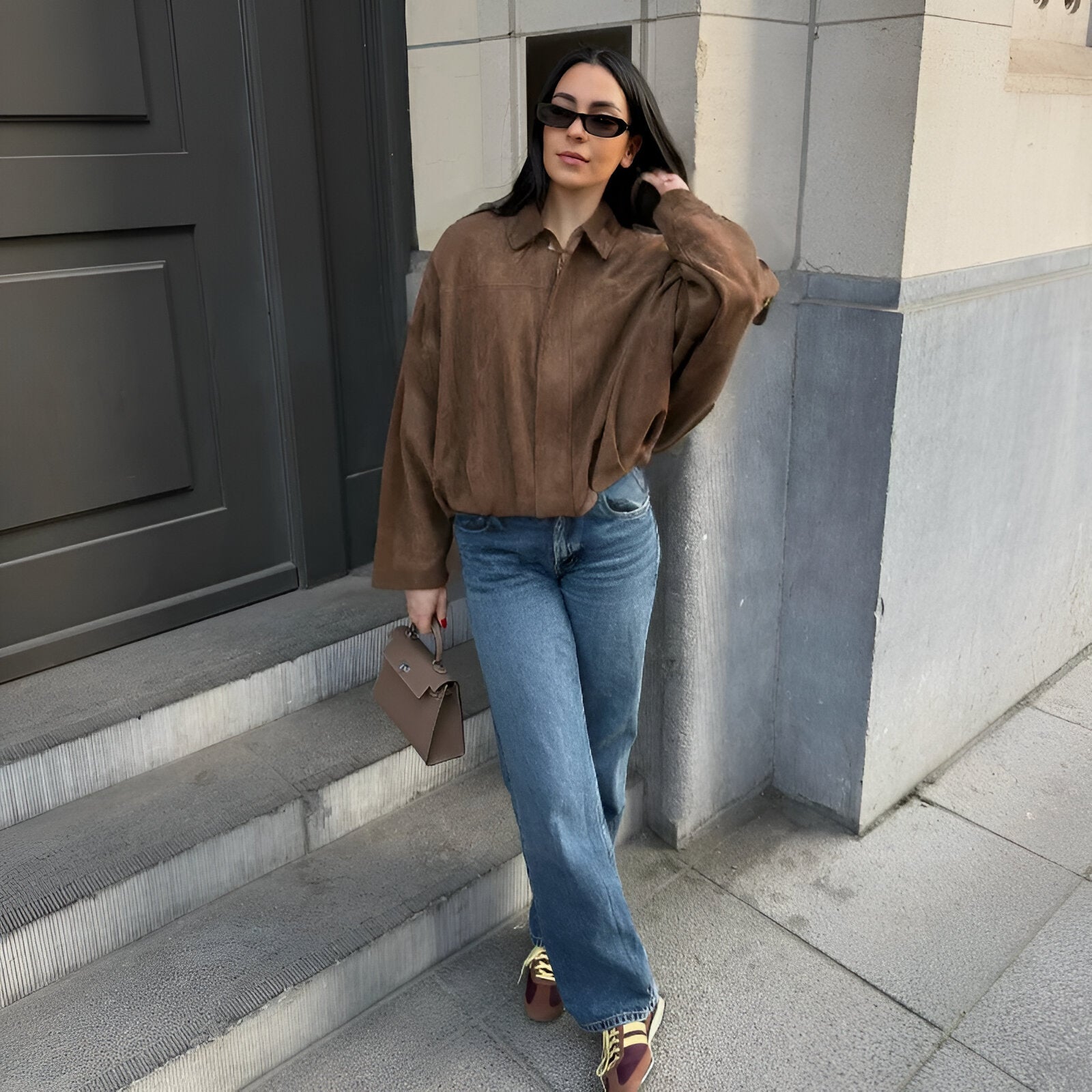 Maria – Suede Bomber Jacket