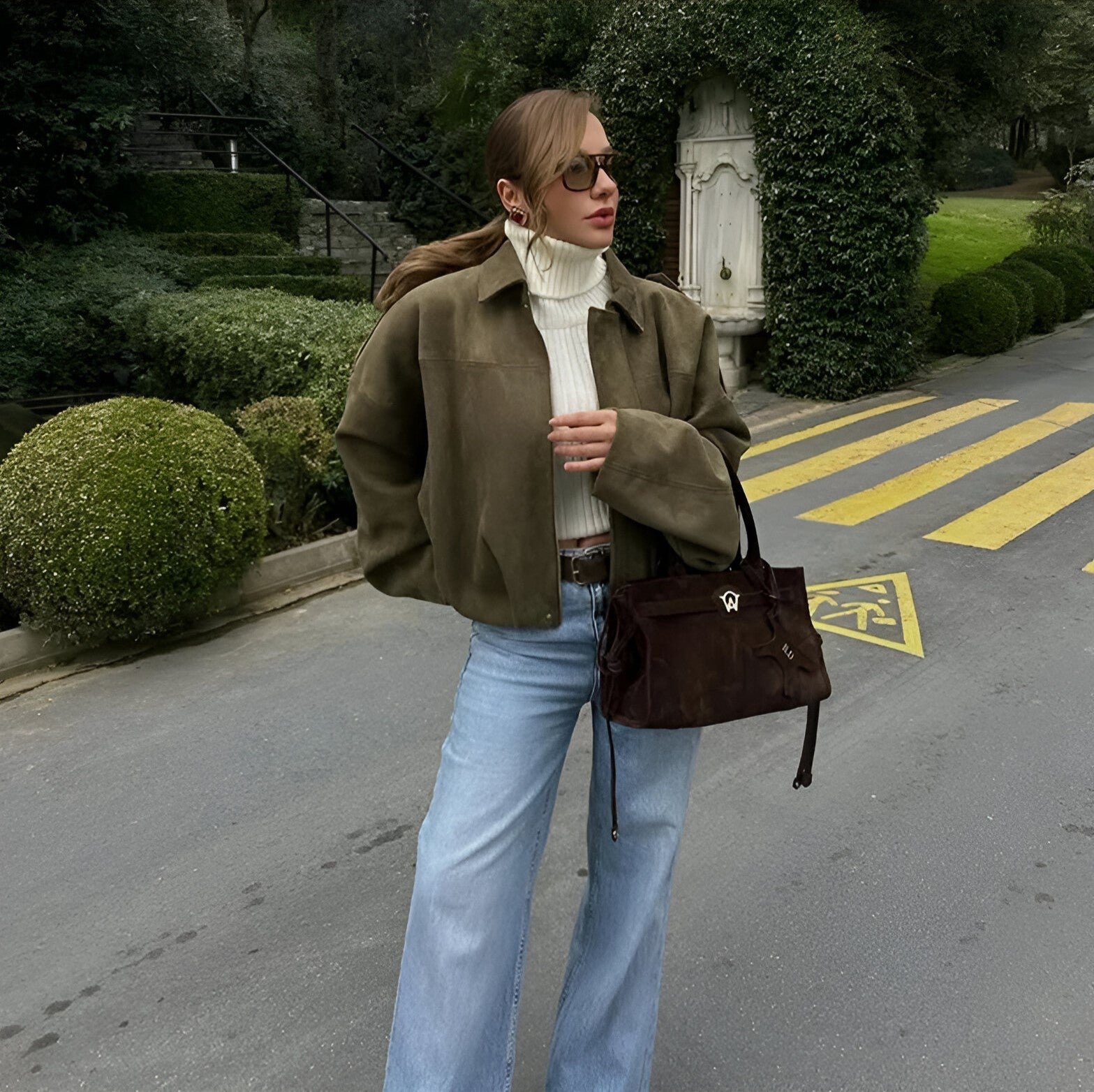 Maria – Suede Bomber Jacket