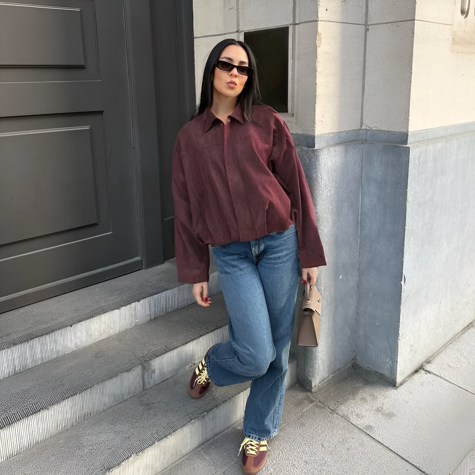 Maria – Suede Bomber Jacket