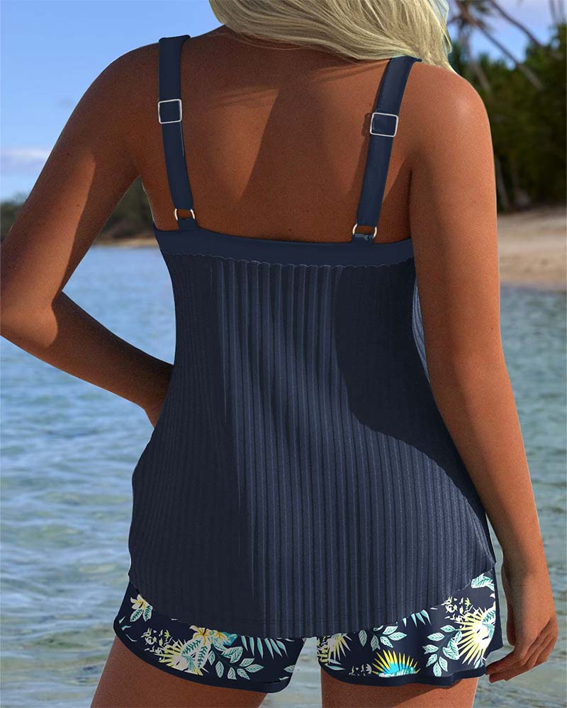 Stripe - Tankini Elegant Two-Piece with Beach Shorts