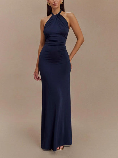 Elyna Slinky Halter Maxi Dress – Lagoon
