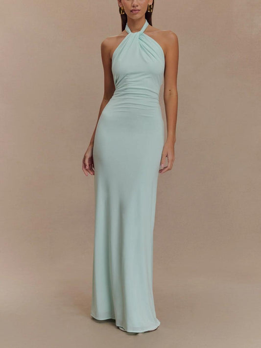 Elyna Slinky Halter Maxi Dress – Lagoon