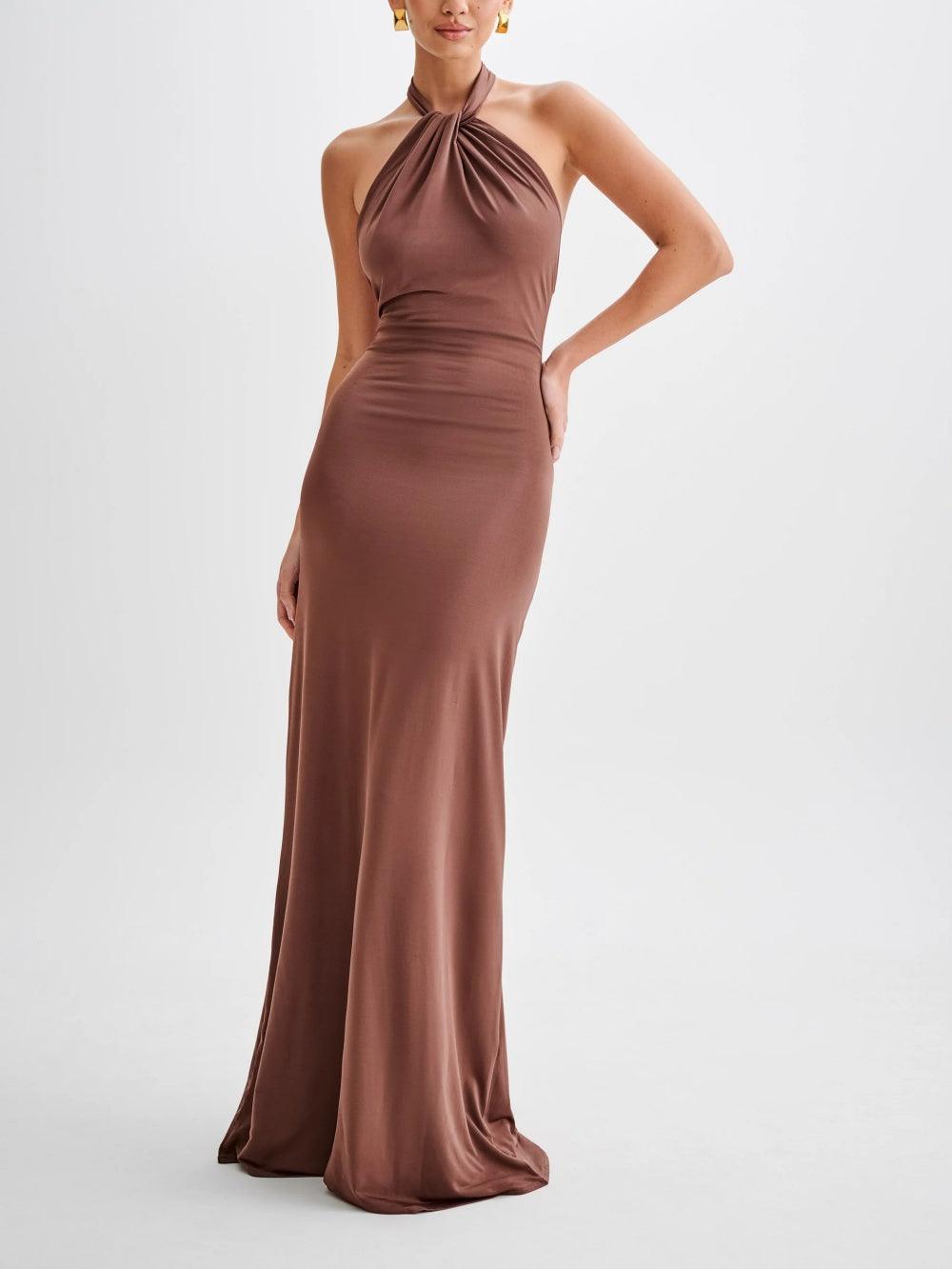 Elyna Slinky Halter Maxi Dress – Lagoon