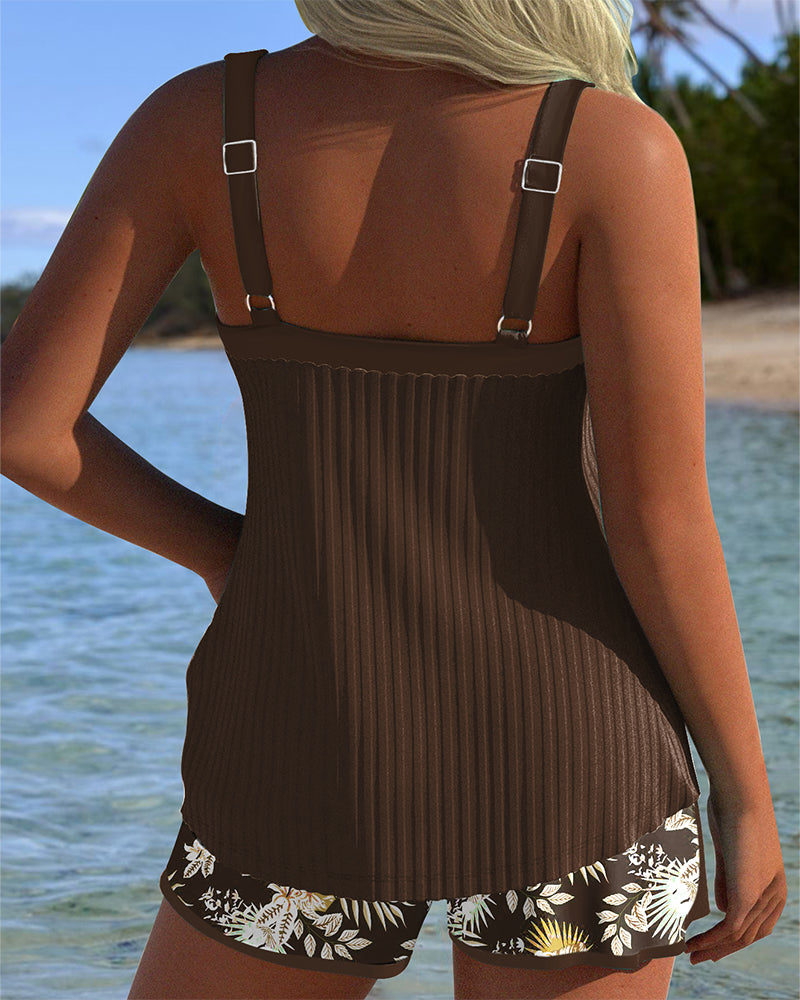 Stripe - Tankini Elegant Two-Piece with Beach Shorts