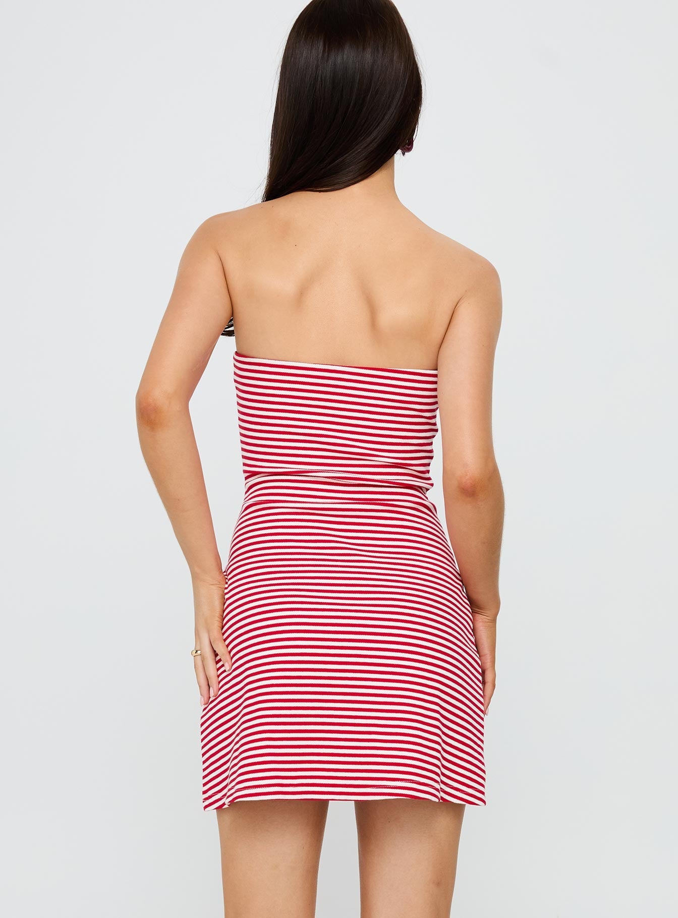 Immy – Ribbed Mini Dress (Red Stripe)