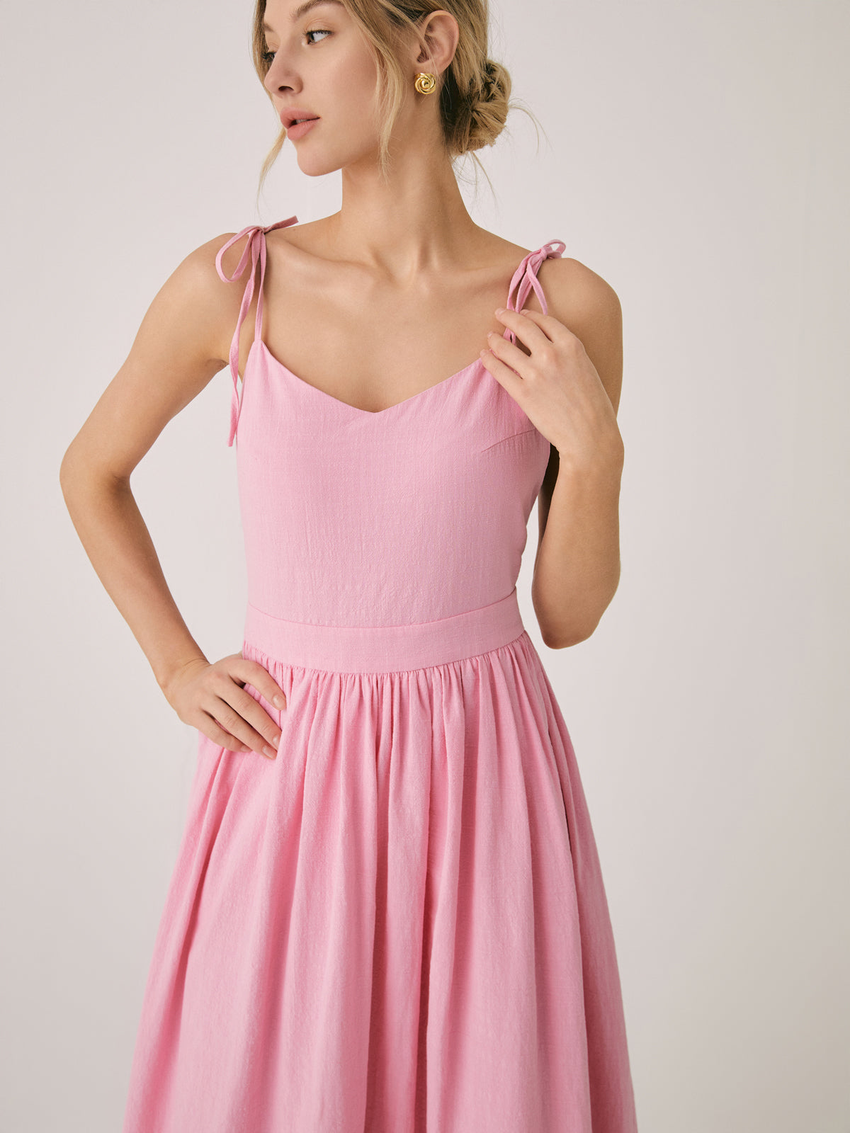 Elara Backless Cotton-Linen Maxi Dress