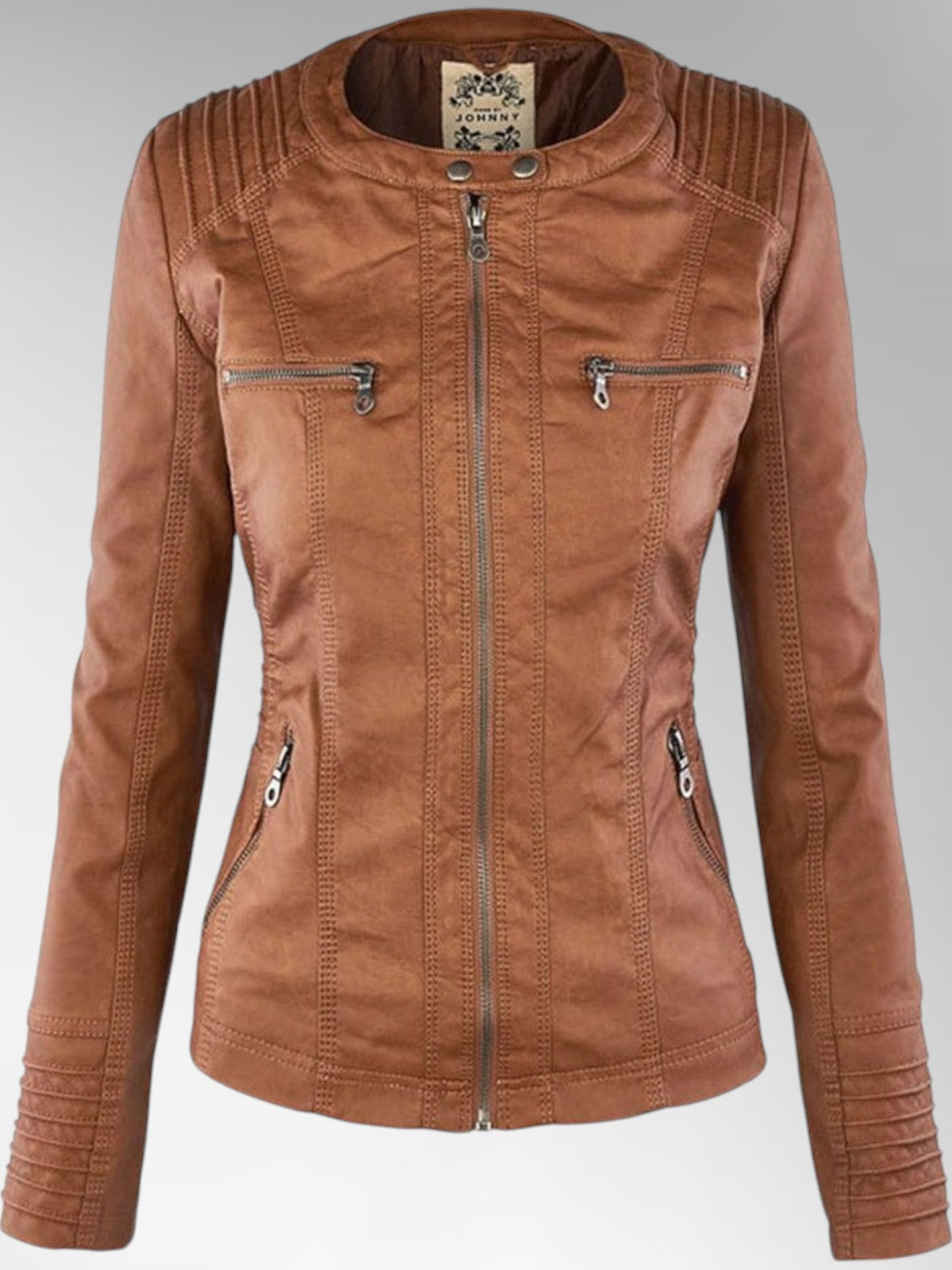 Mia - Leather Detachable Hood Jacket