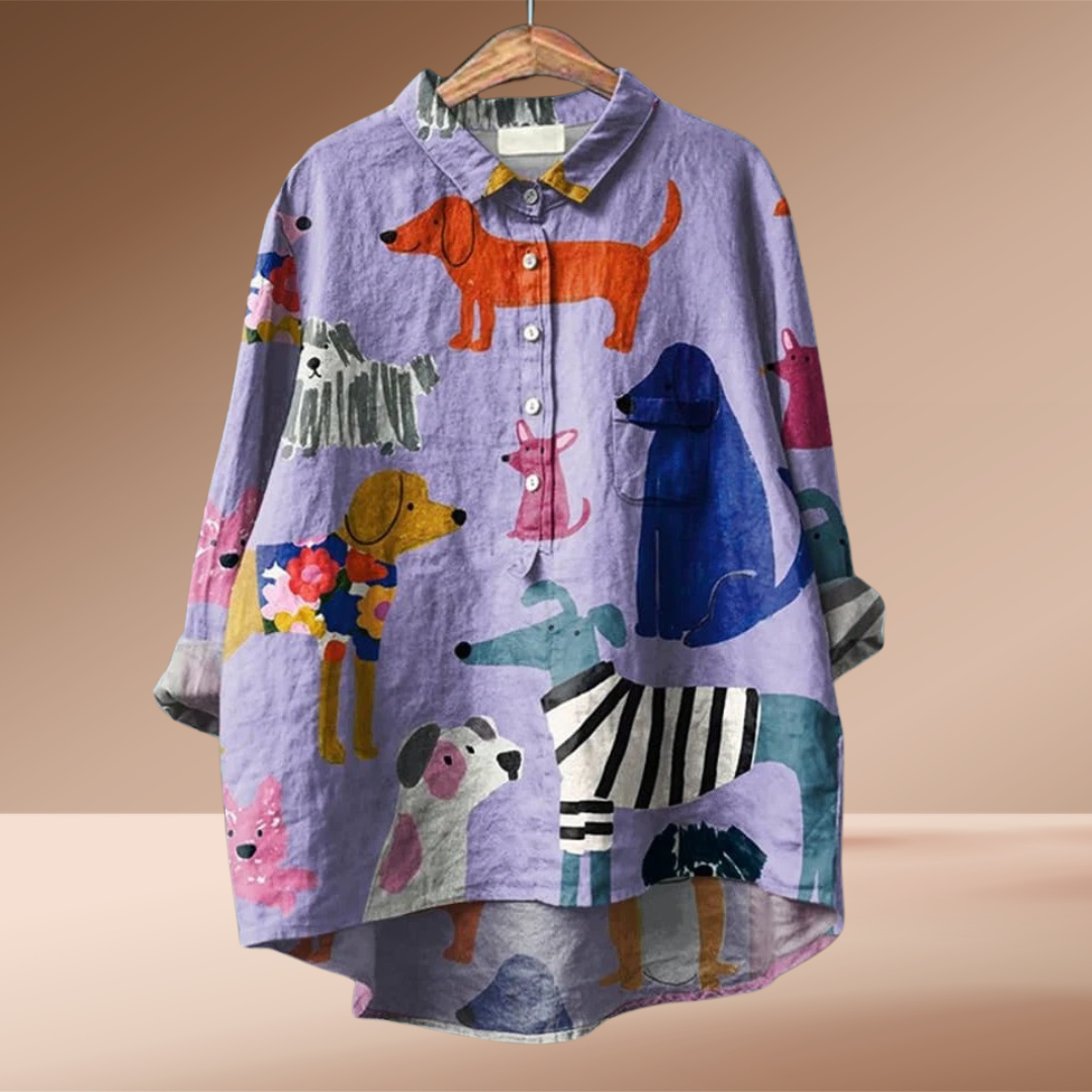 Geraldine | Women's Shirt with Dog Print