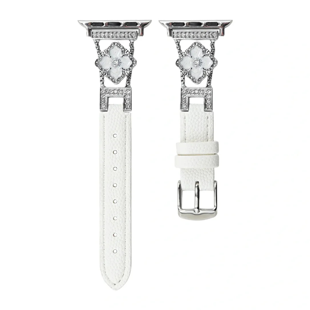 Elegant Floral Leather Band For Apple Watch
