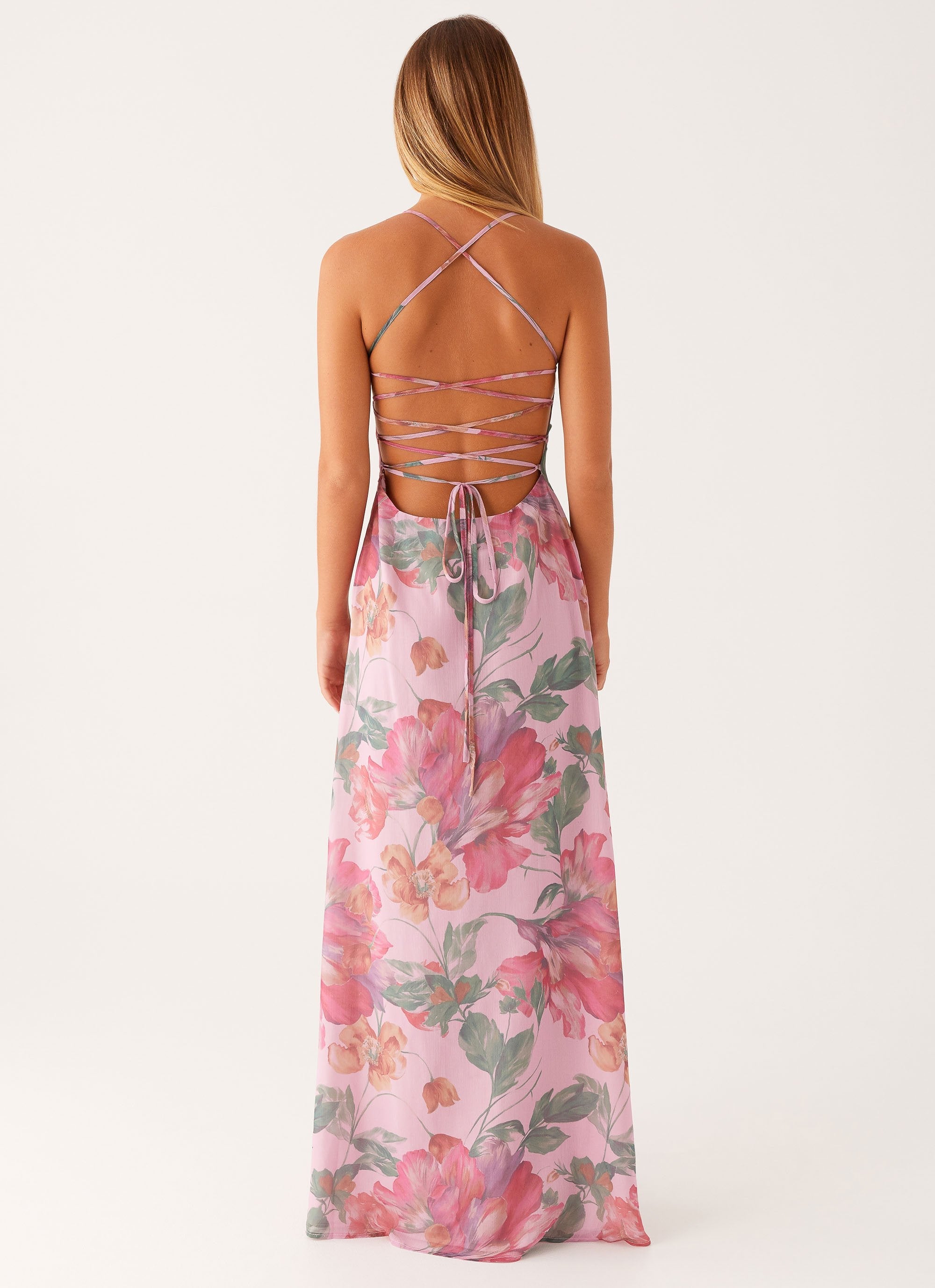 Peg – Floral Maxi Dress (Pink)