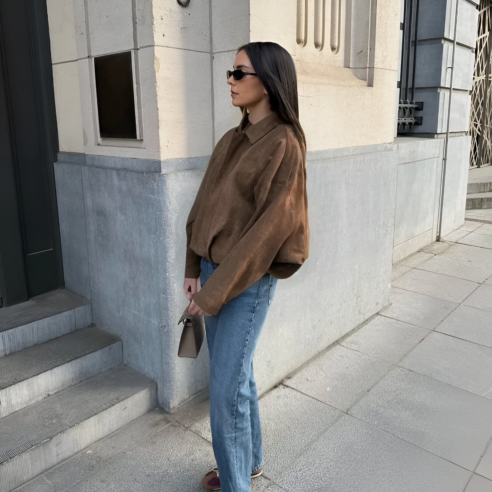 Maria – Suede Bomber Jacket